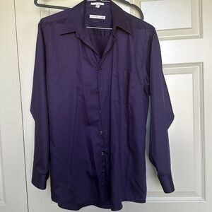 Geoffrey Beene Men's Purple Long Sleeve Button Down Shirt XL 17 34/45 sateen